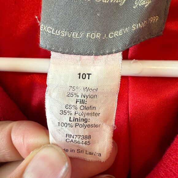 J.CREW Double Cloth Manifattura di Carmignano Italian Wool Pea Coat Red Size 10T - Picture 4 of 13